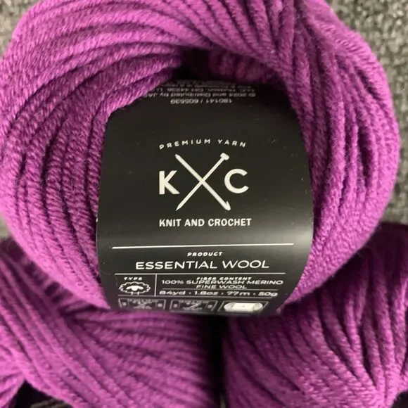 NEW K+C Essential Wool Deep Orchid Yarn Lot Of 3 Superwash Merino Purple - Picture 3 of 5